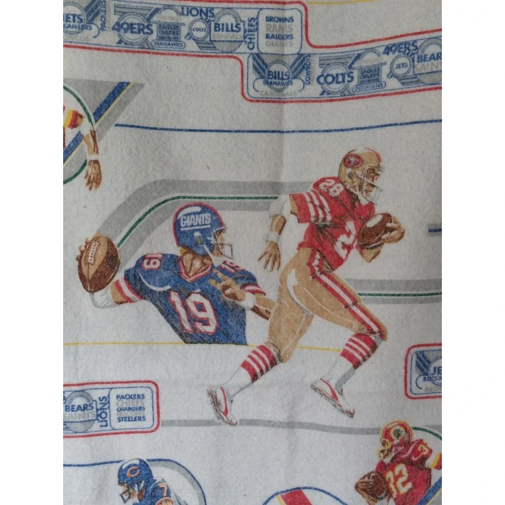 Vintage Fleece Blanket NFL Football Teams All Over Graphic Print Made in USA